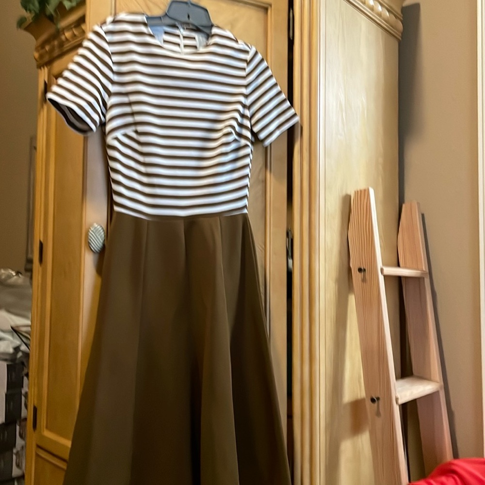 Vintage brown and cream fit and flare dress by nardis of Dallas size small